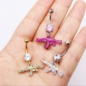 Stainless steel dangle gem belly button ring ✨